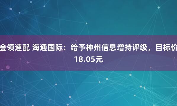 金领速配 海通国际：给予神州信息增持评级，目标价18.05元
